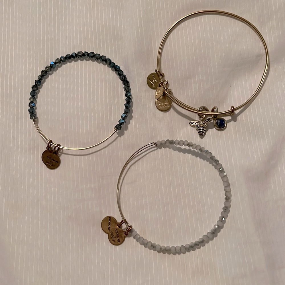 Alex and Ani BEE and blue bracelet set
